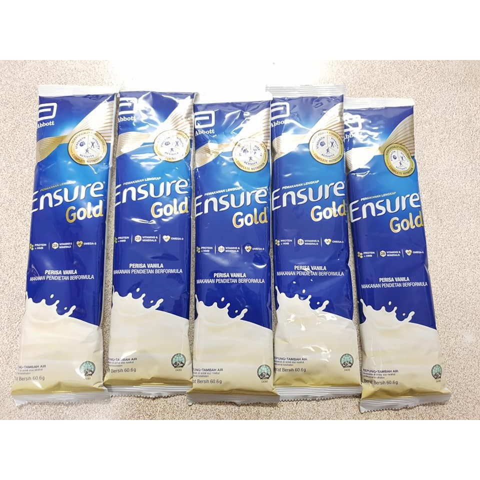 ENSURE GOLD VANILLA SACHETS 60.6 G X 5 SACHETS (EXP 05/2020) Shopee