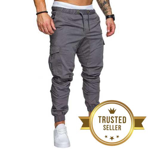 side pockets elastic cuffed casual jogger pants