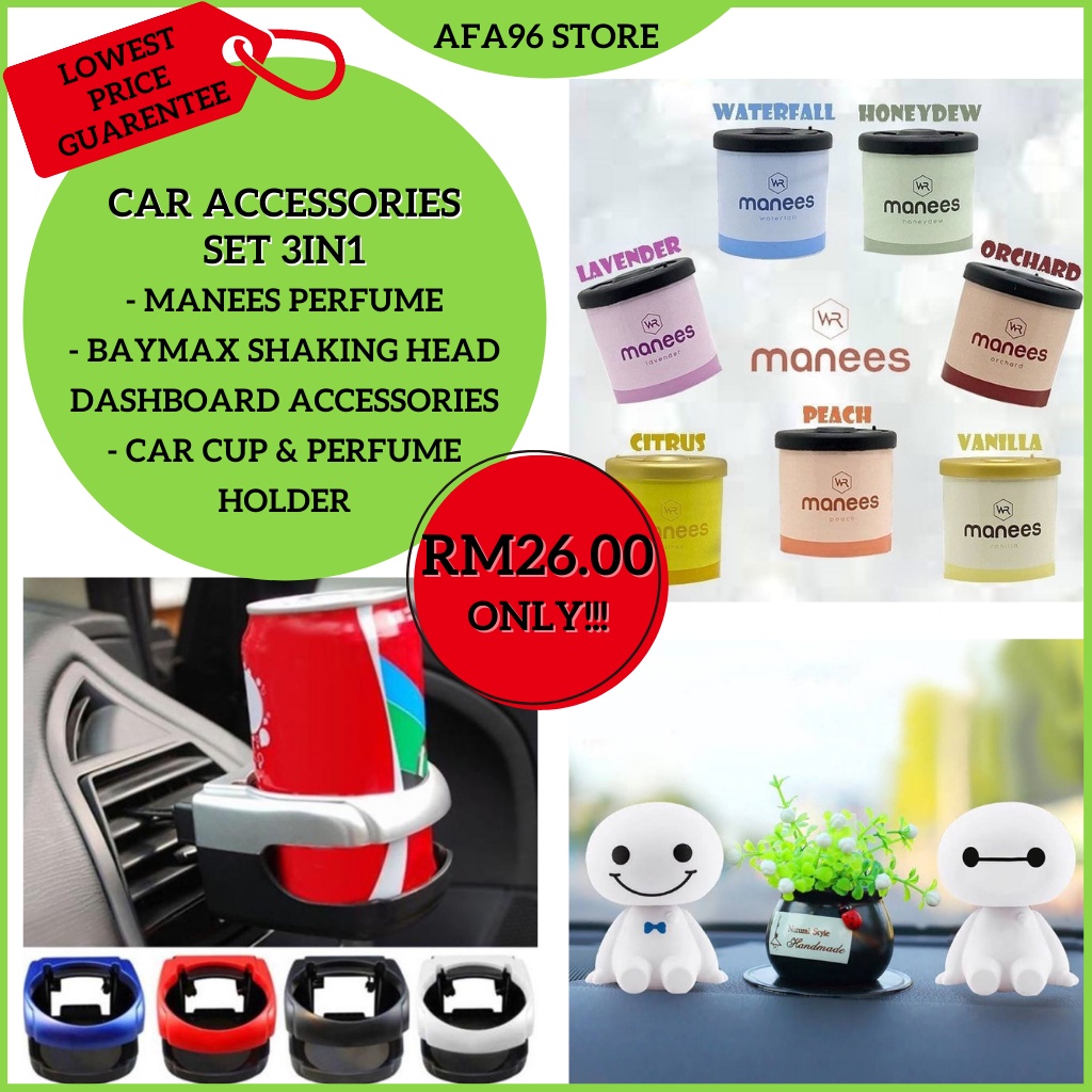 HOT ITEM! CAR ACCESSORIES SET 3IN1MANEES PERFUME + BAYMAX SHAKING HEAD