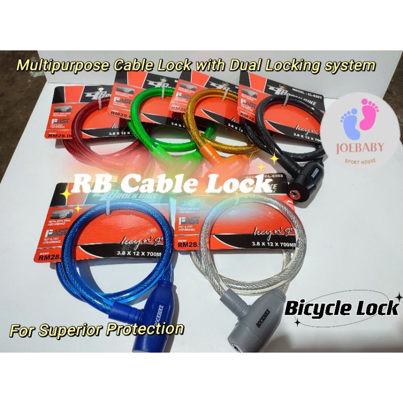 RB Cable Lock Basikal lock Multipurpose Cable Lock Motor /Bicycle Lock ...