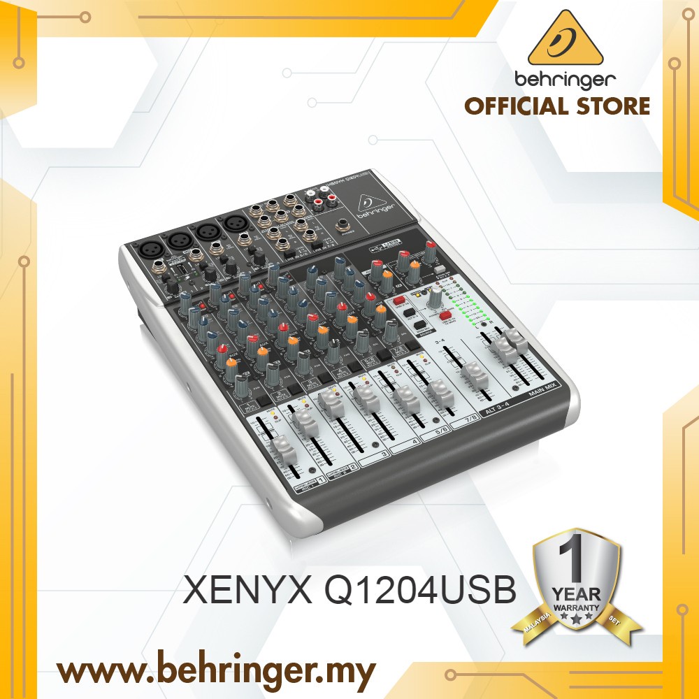 BEHRINGER XENYX Q1204USB Premium 12Input 2/2Bus Mixer with XENYX Mic