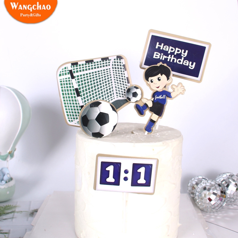 Boy Football Sports Theme Happy Birthday Cake Topper Cartoon Kids