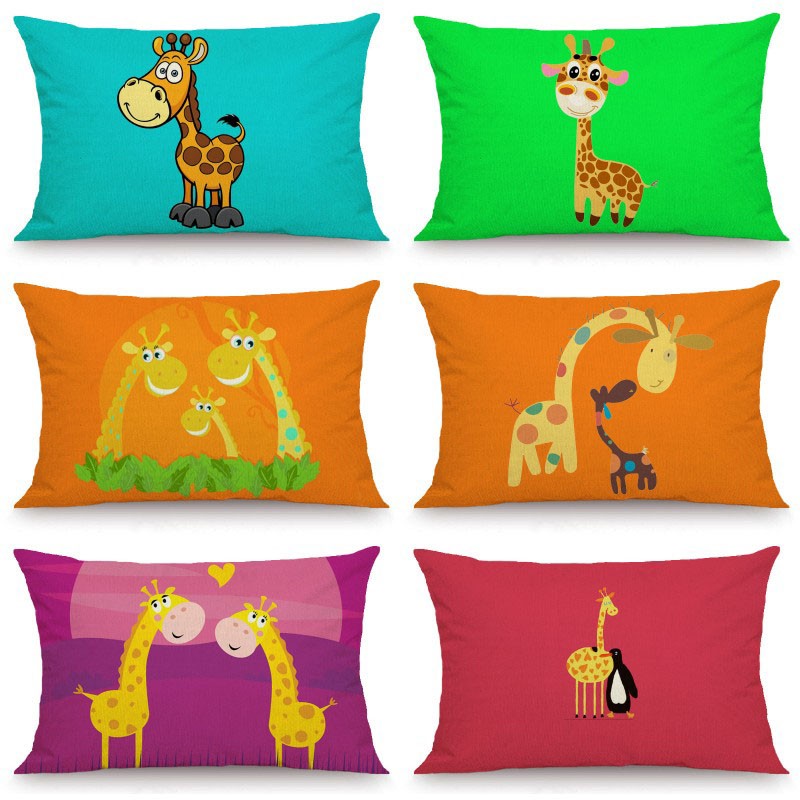 30x50cm Cartoon Giraffe Print Pillow Case Home Sofa Zippered Throw