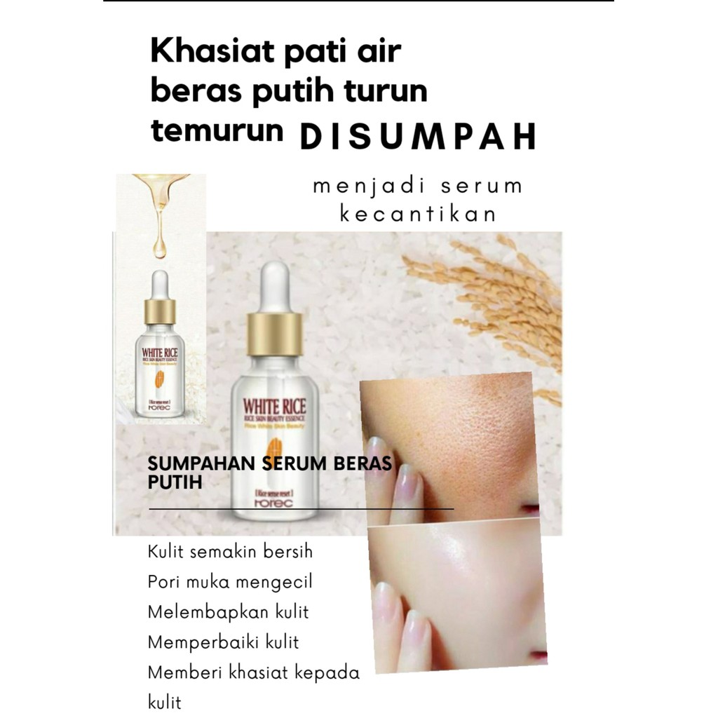 Serum Kecantikan White Rice Beras Putih Rorec Shopee Malaysia