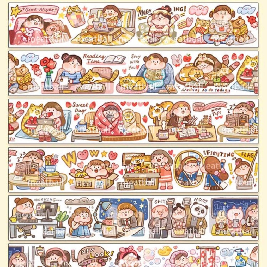 肉球生活小日常现货手账胶带分装ready Stock Meatball Journal Washi Tapes Shopee Malaysia