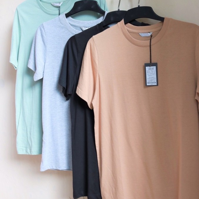 100% cotton men's and women's plain t-shirt in pastel color | Shopee ...