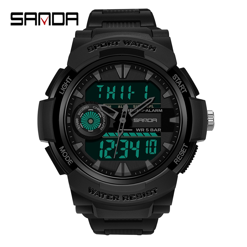 SANDA Men Watch MultifunctionalDual Display Electronic Men Watch ...