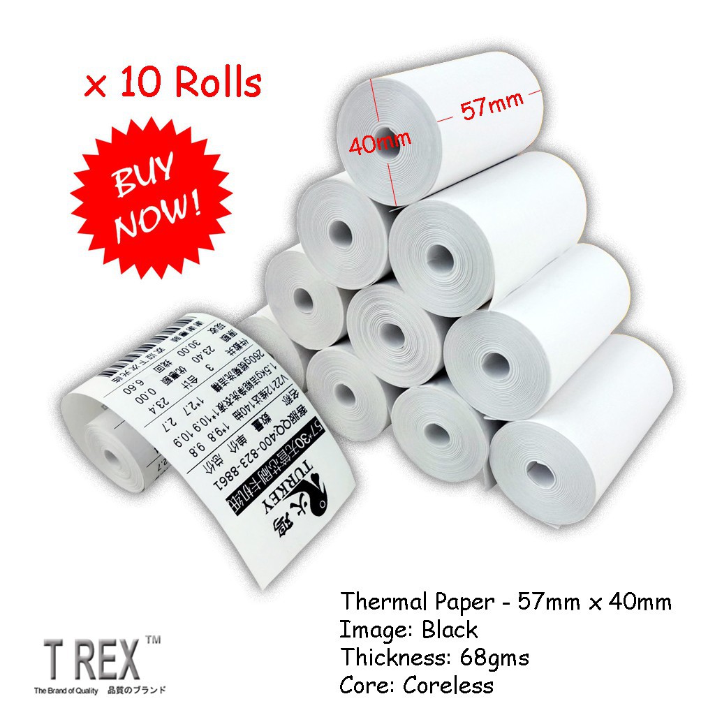 Kertas Panas 10 Rolls 57mm X 40mm High Quality Thermal Receipt Paper Roll Topup Srs Portable Printer Thermal Pap Shopee Malaysia