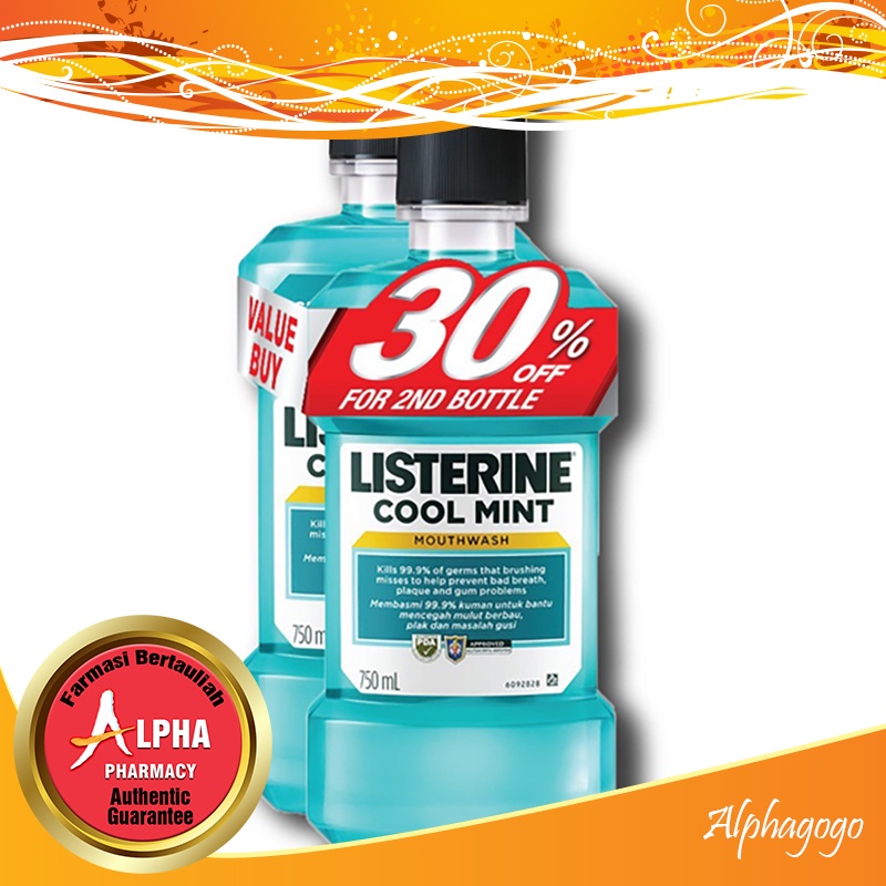 Listerine Coolmint Antiseptic Mouthwash (750ml X 2) EXP 05/2025