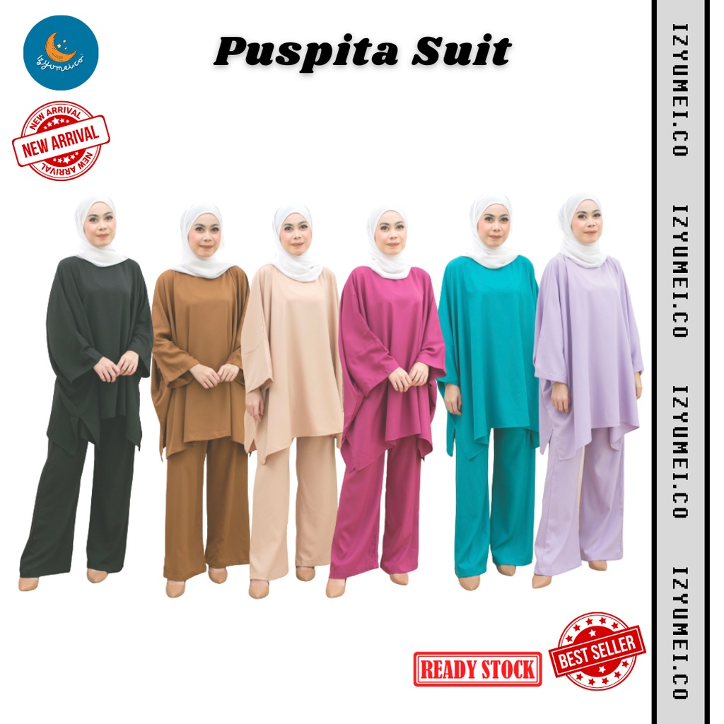 [PUSPITA SUIT] Como Crepe Set Baju Labuh dan Seluar Muslimah Dress