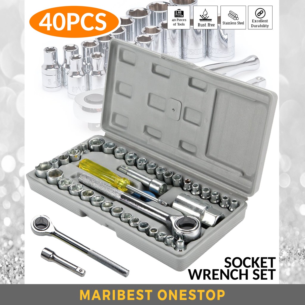 40pcs Socket WRENCH Set Box Socket Set Hand Tools Ratchet Socket Set