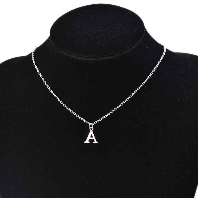 Alphabet Letter Pendants Necklaces Silver Color Chain Necklace Women Girls Fashion Jewellery Accessories