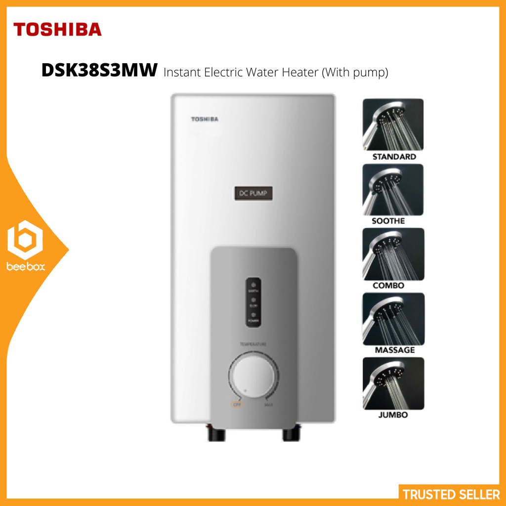 Toshiba DSK38S3MW Instant Electric Water Heater (With Pump) Shopee