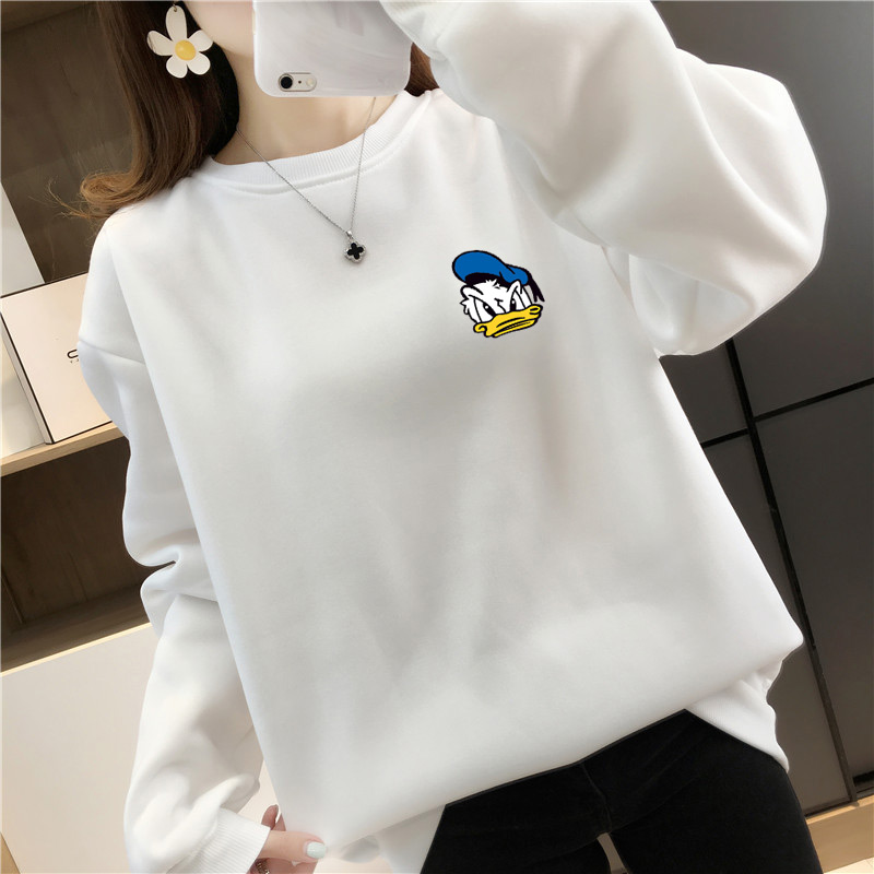 Hot Sale Long Sleeve O-Neck Tik Tok Merch Lovely Donald Duck Print Woman's Sweatshirts Moisture Wicking Pullover