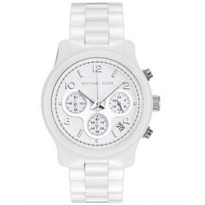 Runway White Ceramic Chronograph 38mm Women's Wrist Watch MK5161 | Shopee  Malaysia