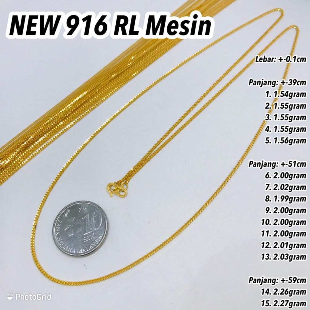 NEW GOLD 916 Rantai  Leher Mesin  Padu Mesin  Kilat 6 Ogos 