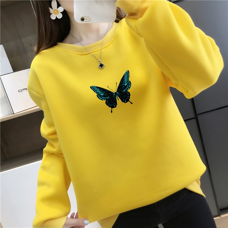 Amygo Sweatshirt Woman Crop Top Korean Style Sweater Baju Long Sleeve