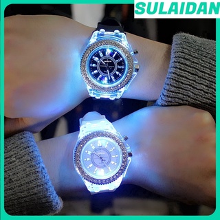 Sport Watch Luminous LED Watches Women Men Quartz Watch Silicone Wristwatches Glowing Jam Couple