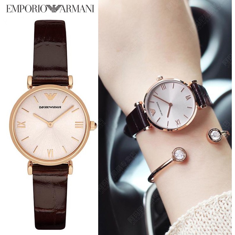 emporio armani watches genuine leather