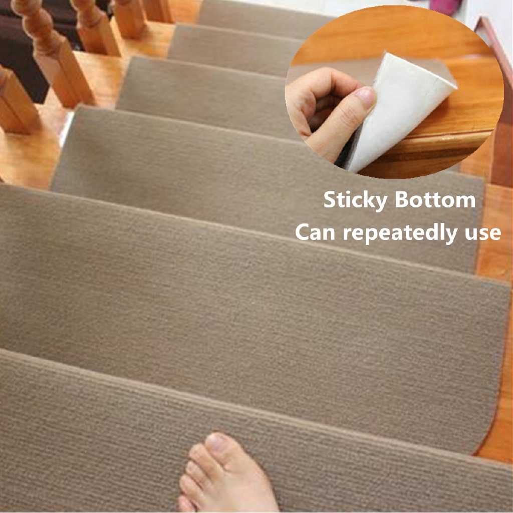14Pcs Antislip Stair Pads Carpet Mat Sticky Bottom Repeatedlyuse Mats