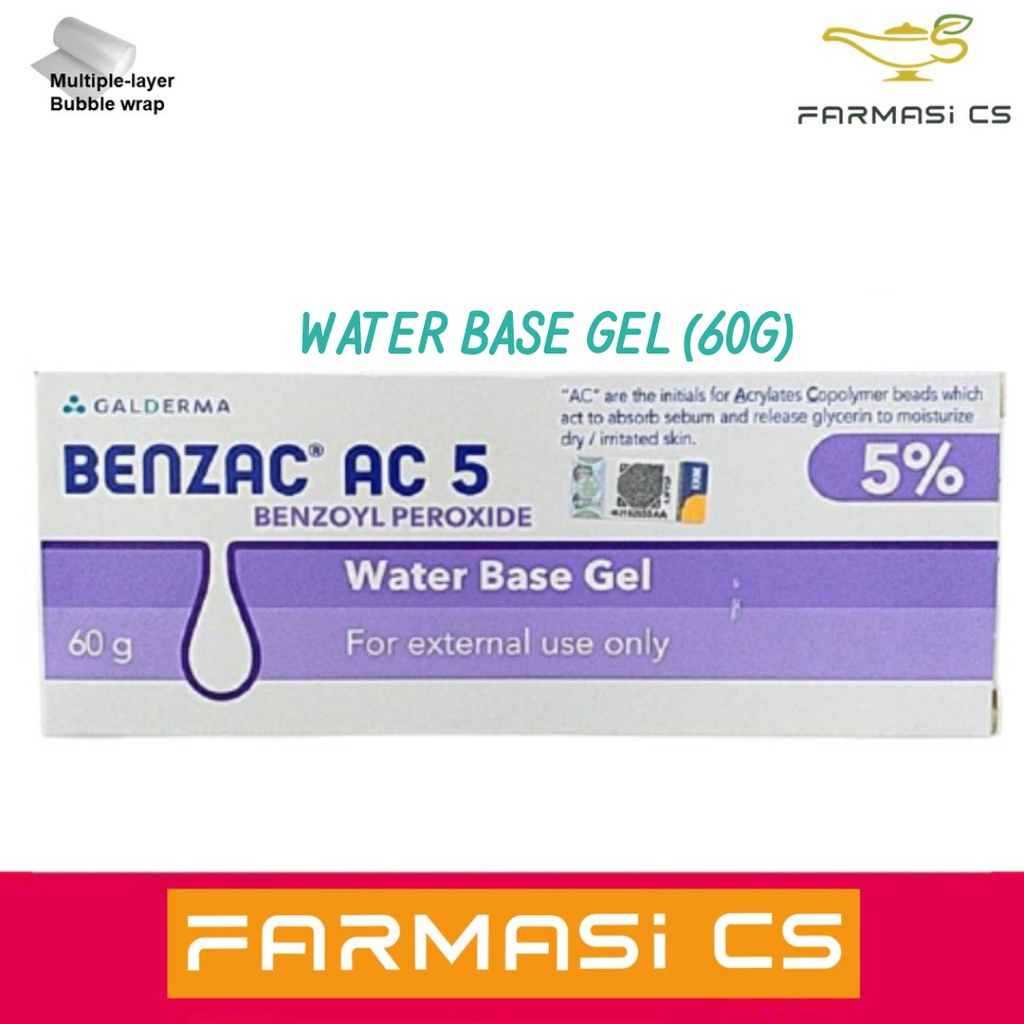 Benzac AC 5 Benzoyl Peroxide Water Base Gel 60g EXP 12/2023