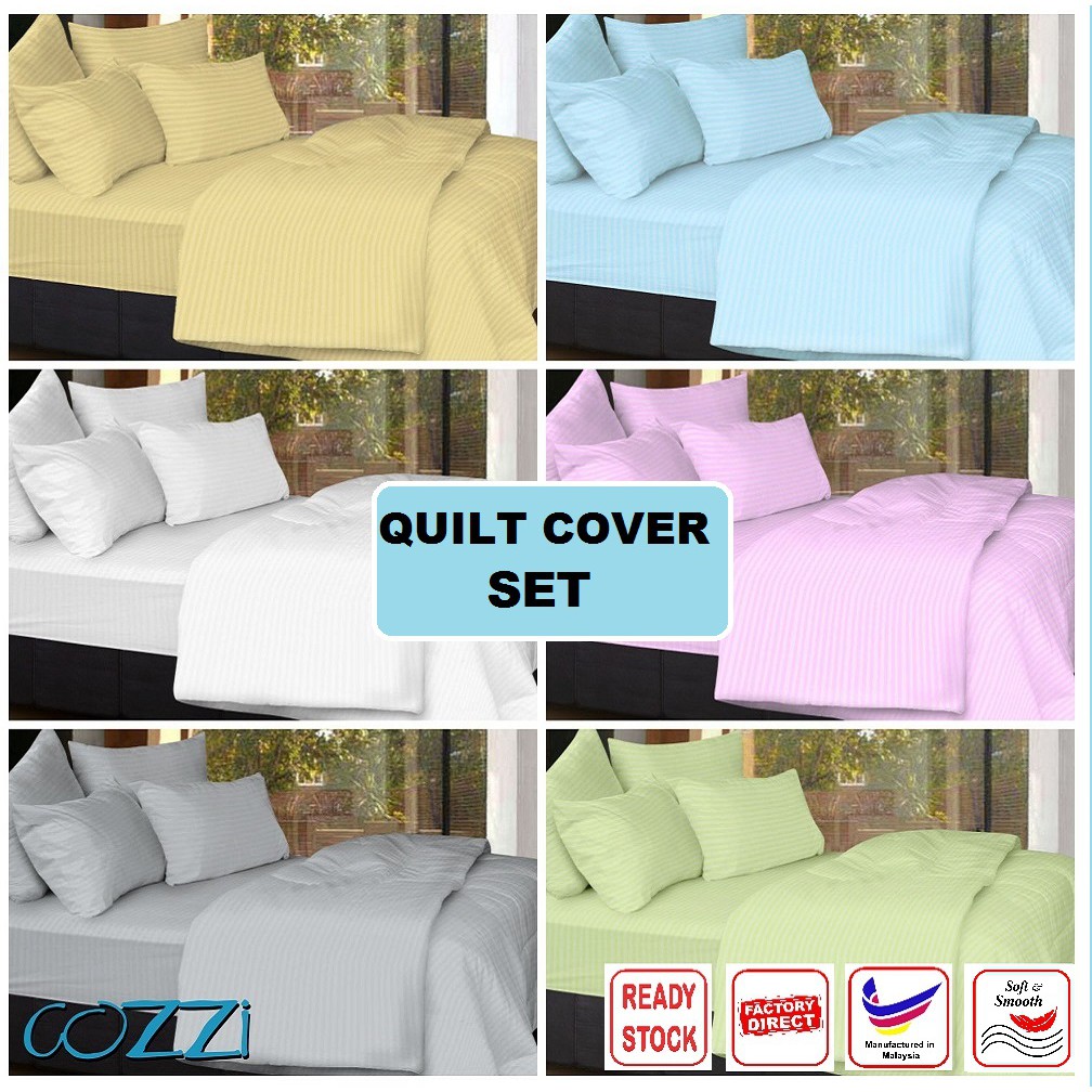Cozzi Rainbow Quilt Cover Fitted Bedsheet Plain Hotel Style