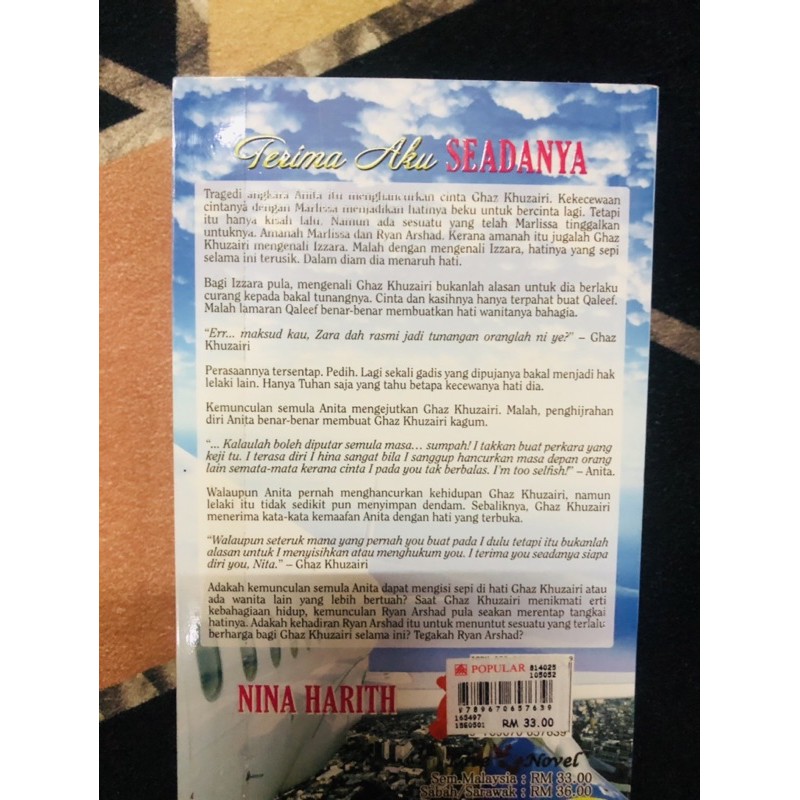 Preloved Terima Aku Seadanya Nina Harith Novel Melayu Murah Shopee Malaysia
