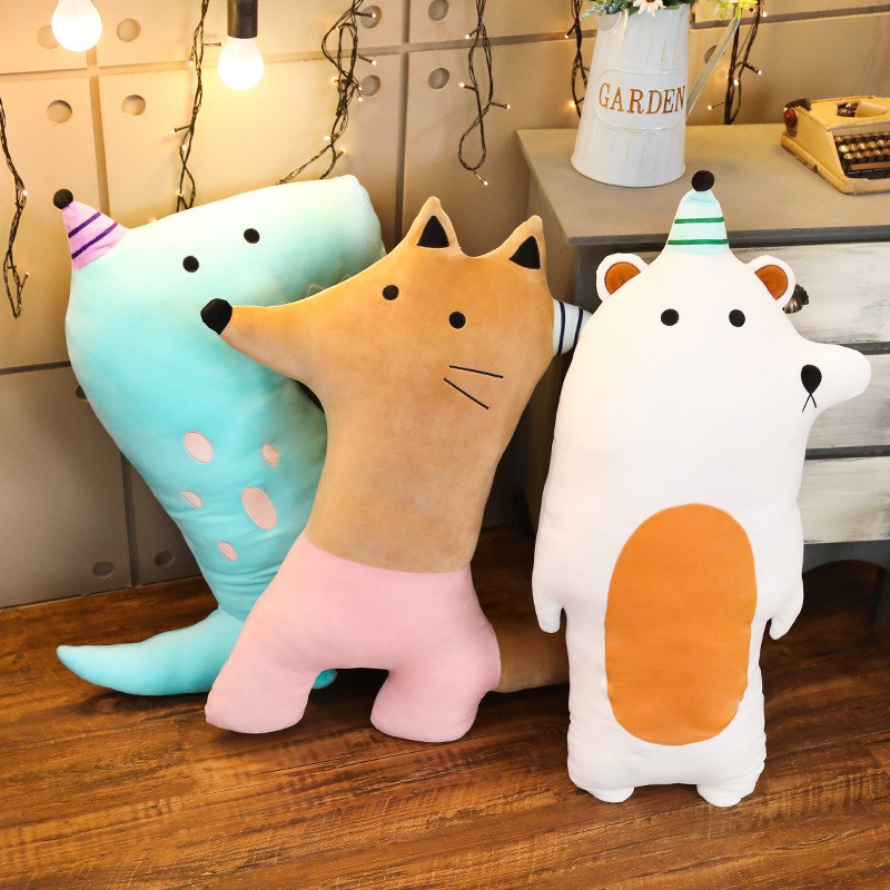 Big 80cm Soft Animal Cartoon Pillow Cushion Stuffed Cat Dinosaur