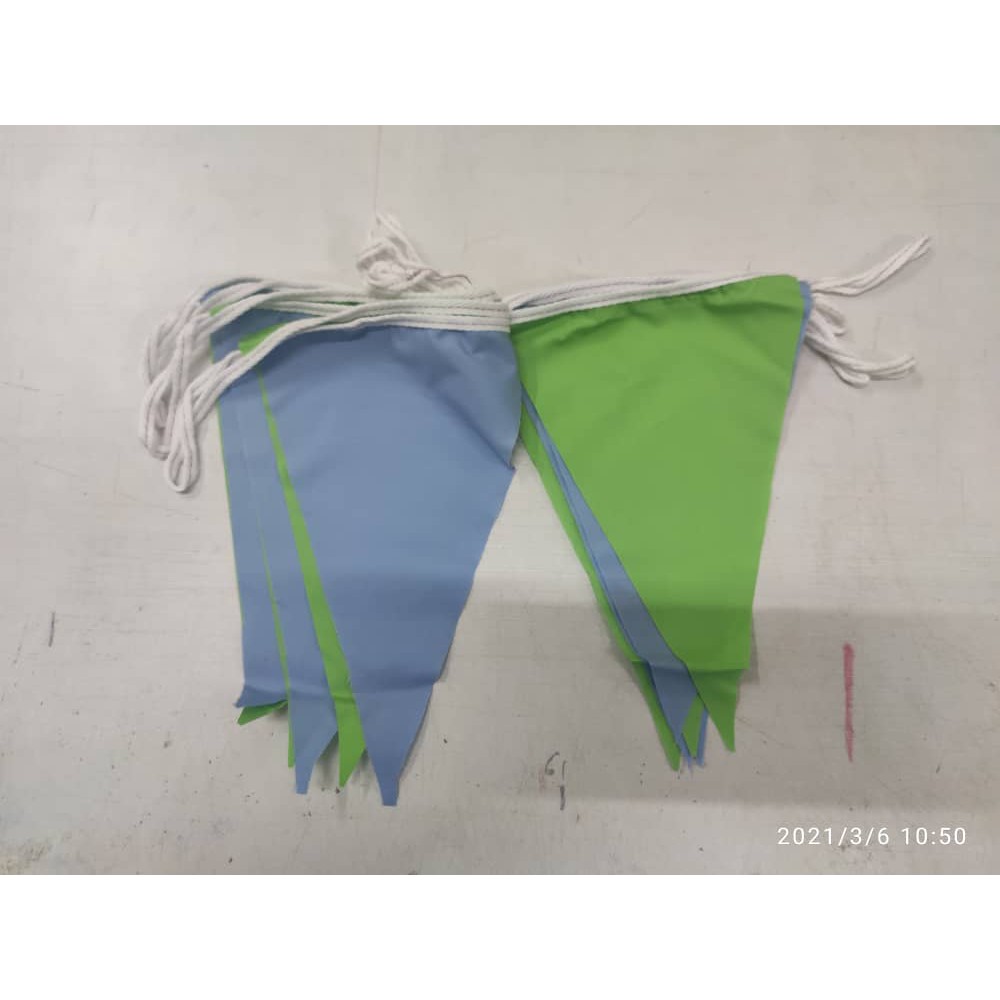 (Cotton) Blue Mix Apple Green Colour Flag/Triangle Flag/Event Flag *READY STOCK*