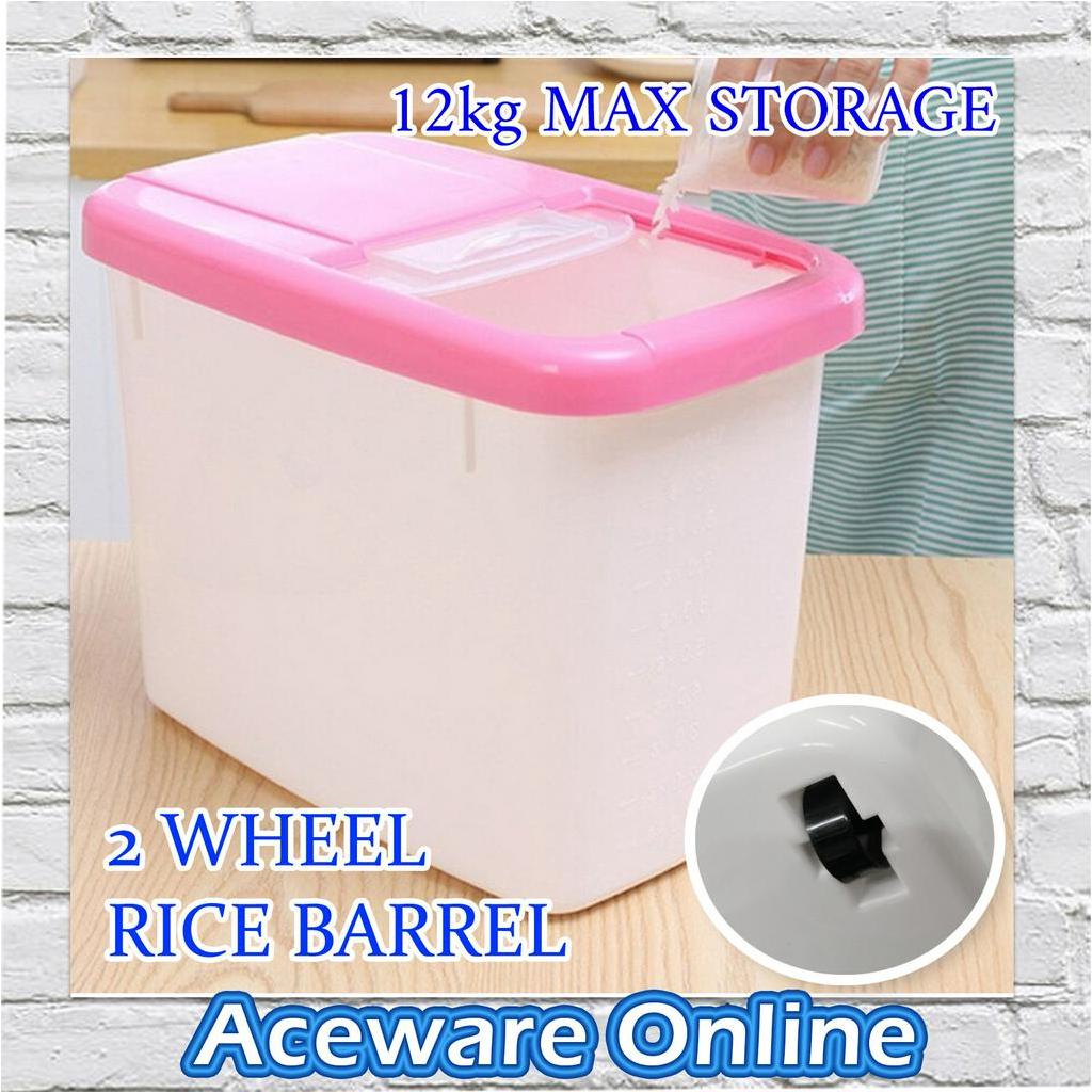 6018 12KG Rice Storage Container Wheel Rice Box Cereal Storage Box Bekas Beras Tempat Rice Dispenser Simpan Beras 米桶