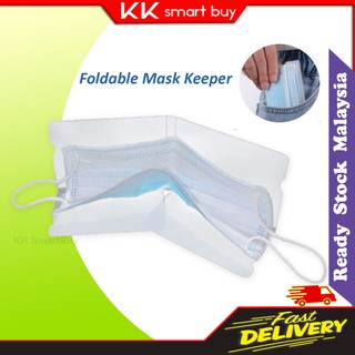 shopee mask face foldable keeper folder keeping portable included holder plastic clip storage