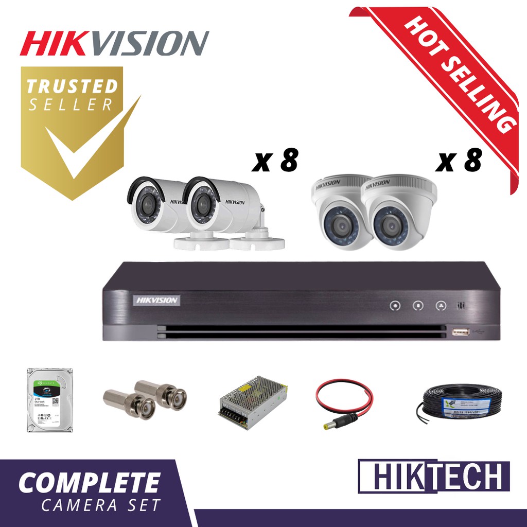 Hikvision Ds 7216hqhi K2 16ch 2mp Indoor Outdoor Full Hd Camera With Accessories Package Shopee Malaysia