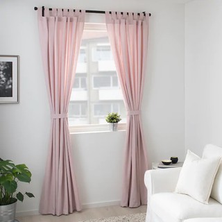 Ikea Lenda Curtains With Tie Backs 1 Pair White Grey Beige Blue