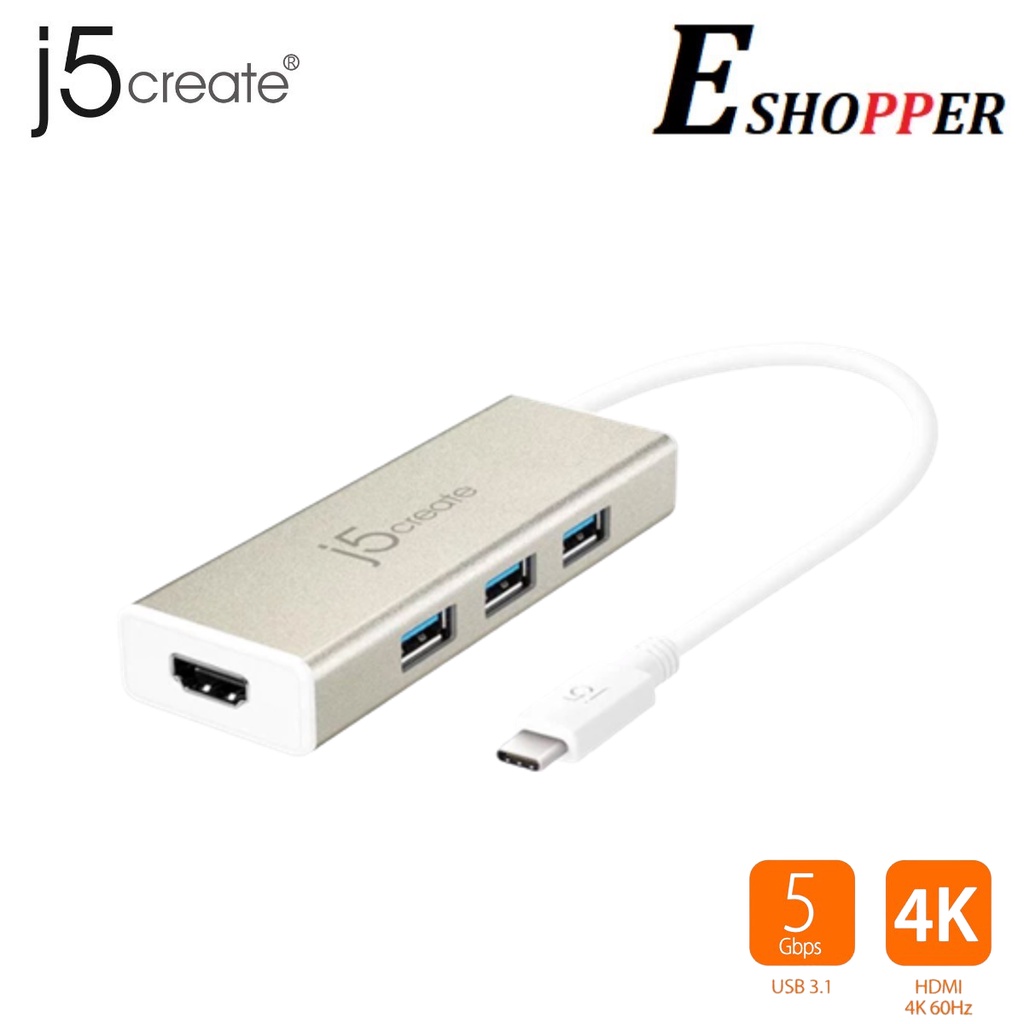 J5CREATE JCH451 USB-C 3.1 3-PORT HUB WITH 4K HDMI