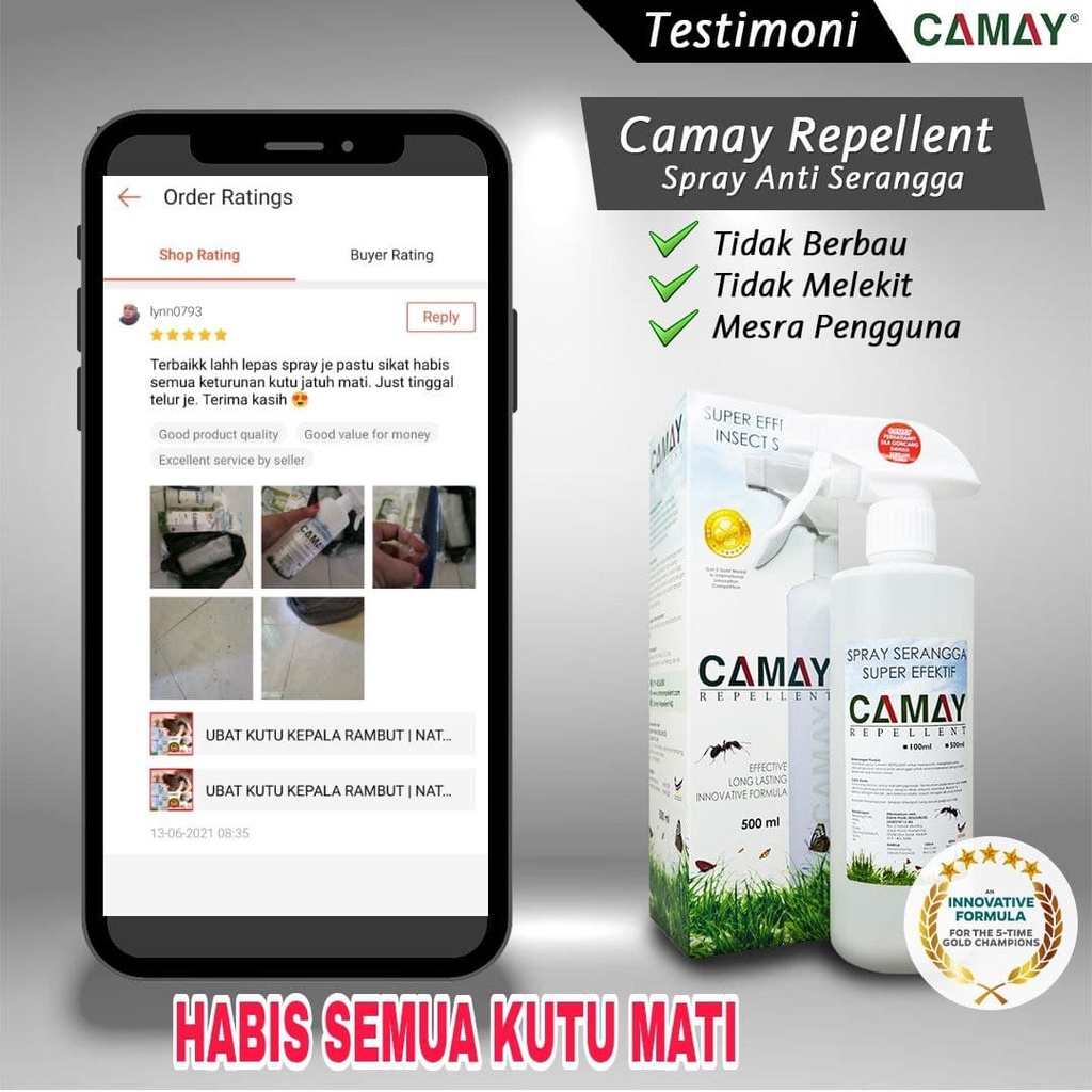 Camay Insect Repellent Organic Spray Serangga Semut, Lalat, Lipas, Kutu