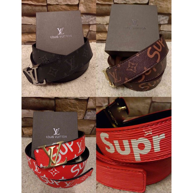 LV Supreme Belt Red and Black Original Design / Tali Pinggang Terkini | Shopee Malaysia