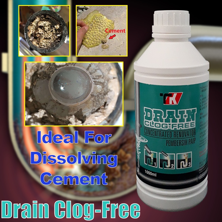 Drain Clog Free Removal Ideal For Dissolving Cement In Toilet Bathroom