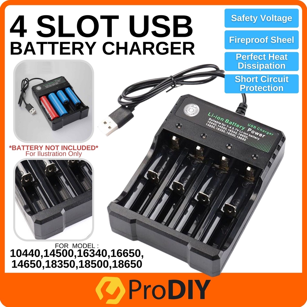 4 Slots 18650 14500 Battery Charger Lithium Ion Portable Travel USB Charger DC 4.2V 1000mA Output