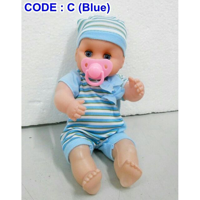 crying baby doll with pacifier