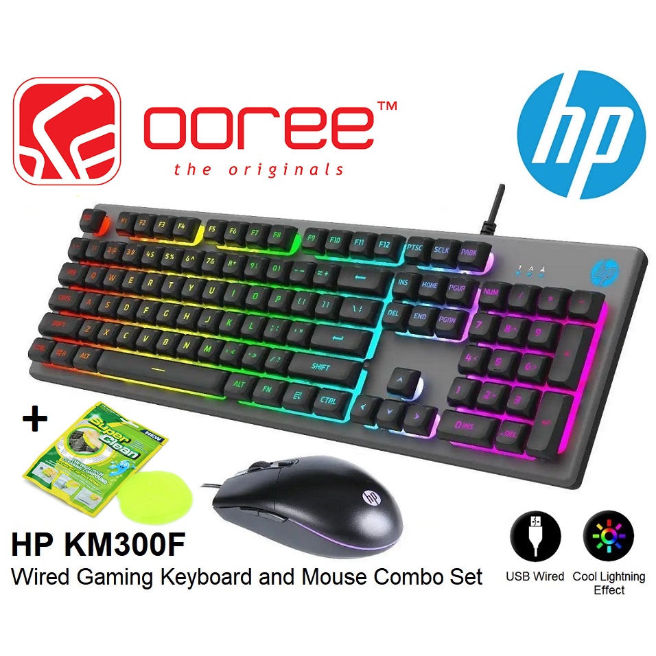 HP KM300F WIRED USB GAMING KEYBOARD AND MOUSE COMBO WITH LED BACKLIGHT