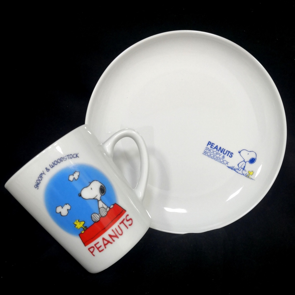 2 X Original Peanuts Woodstock Snoopy collectible plate mug set ...