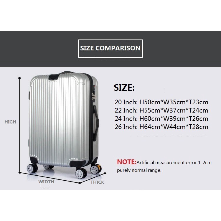 26 inch suitcase size