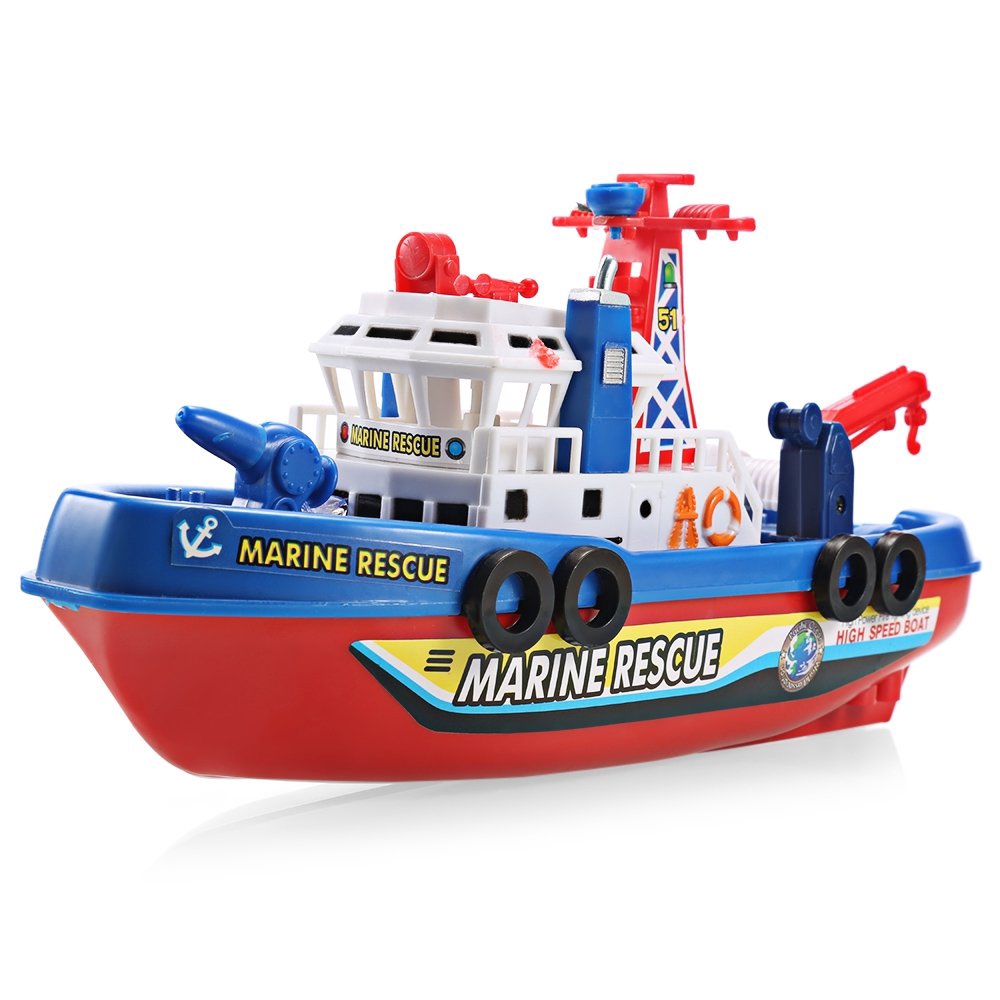 Kids Children Best Toy Fire Boat Music Light Electric Marine Rescue Non-remote 