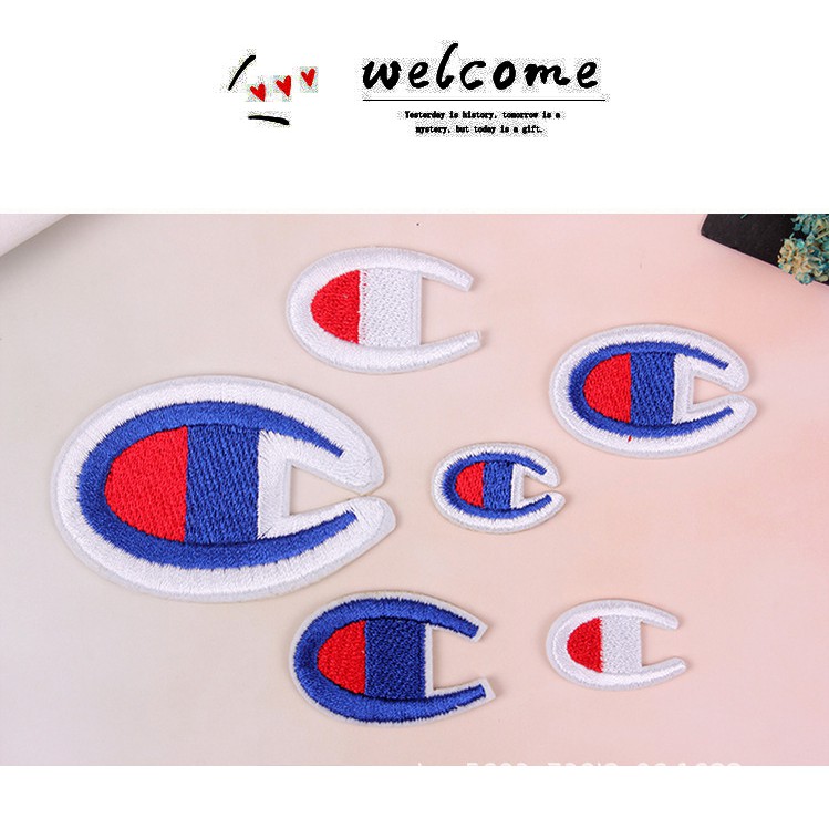 Champion Classic Logo Embroidered Iron On Clothing Patches  Shopee