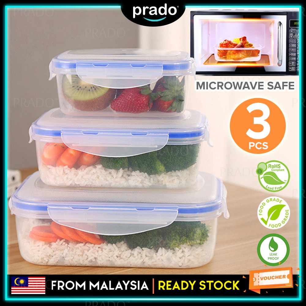 [READY STOCK] 3 In 1 Airtight Food Storage Containers Microwave Safe