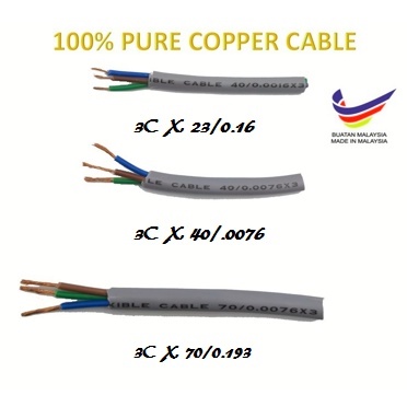 [Loose Meter] - Flexible 3 Core Cable [100% Pure Copper) | Shopee Malaysia