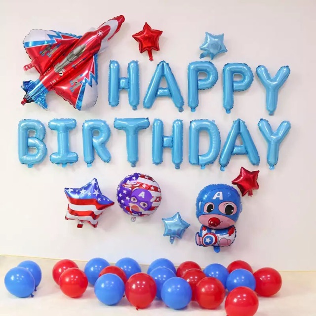 Baby Captain America Happy Birthday Party Decoration Balloon Free