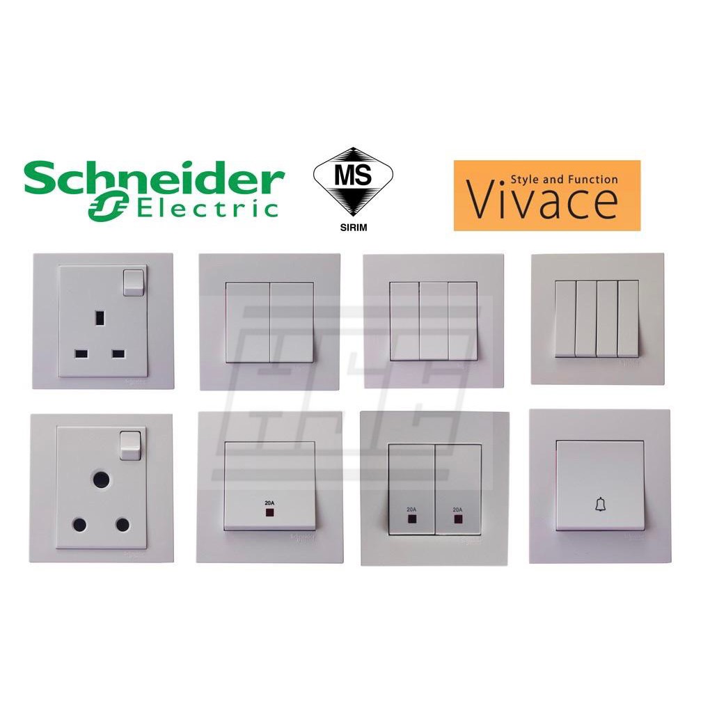 [sirim]schneider Clipsal Vivace 13a 15a 1gang 20a 1gang Bell 1gang 