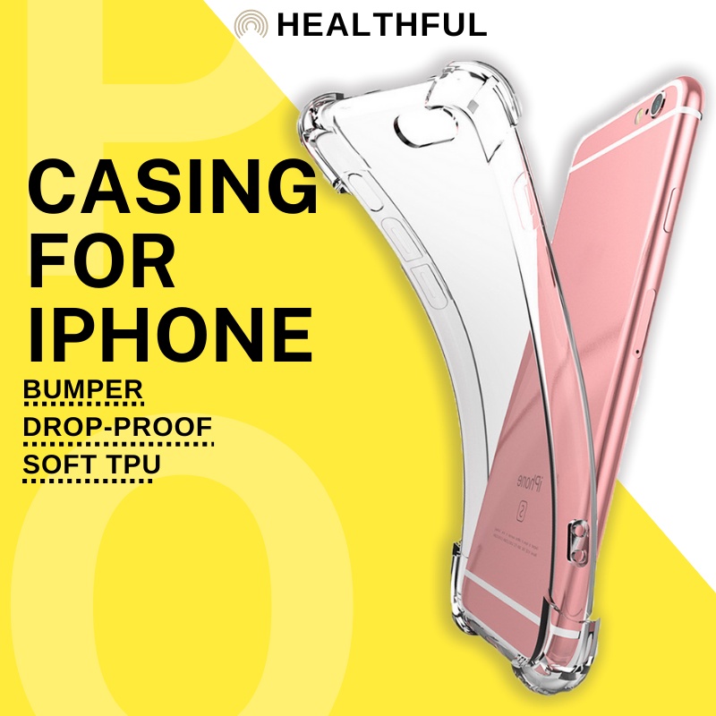 HEALTHFUL Transparent Clear TPU Soft Case Cover IPhone 13/12/11/XS Max/X/XR/8/7/6/6SPlus/5S/5/SE Premium Quality