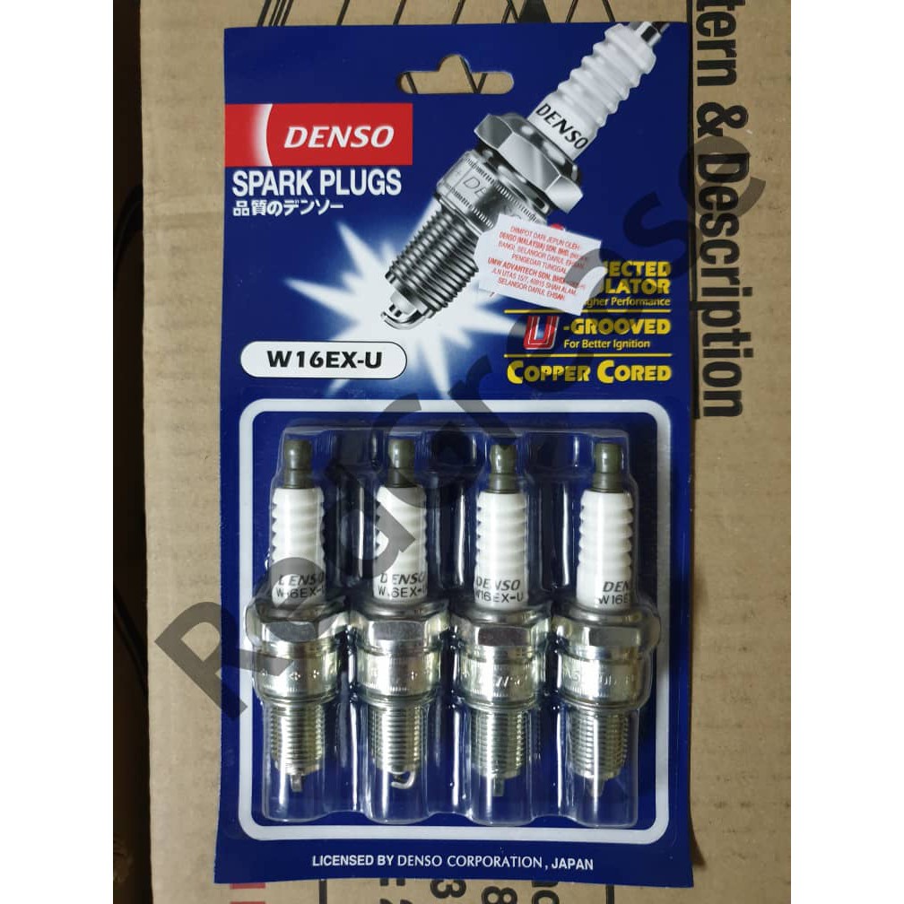 DENSO SPARK PLUG W16EX U 4 PIECES SET WIRA SATRIA ISWARA Shopee 